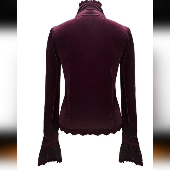 3/$30 Velvet Burgundy Blouse - Picture 5 of 7